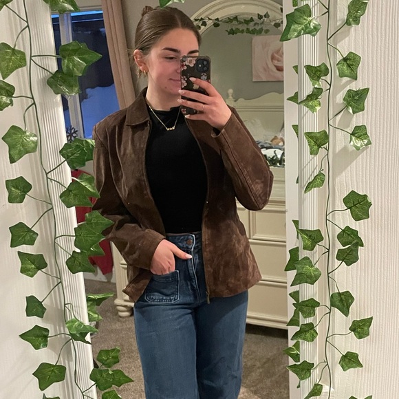 Brown Leather Suede Jacket - Picture 6 of 7